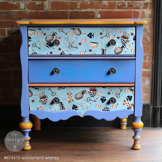 Wonderland Whimsy Decoupage Paper Redesign with Prima - Same Day Shipping - Furniture Decoupage