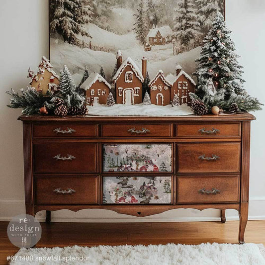 Snowfall Splendor 3 Pack A3 Fiber Decoupage Paper Redesign with Prima 11.7"x16.5" - Same Day Shipping - Furniture Decoupage