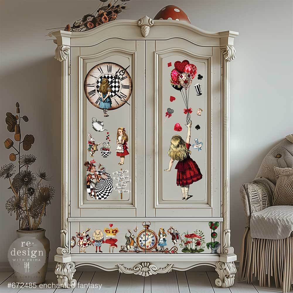 Enchanted Fantasy transfer by Redesign with Prima 24"x35" - Same Day Shipping - Rub on Transfers - Furniture Transfers - Alice in Wonderland