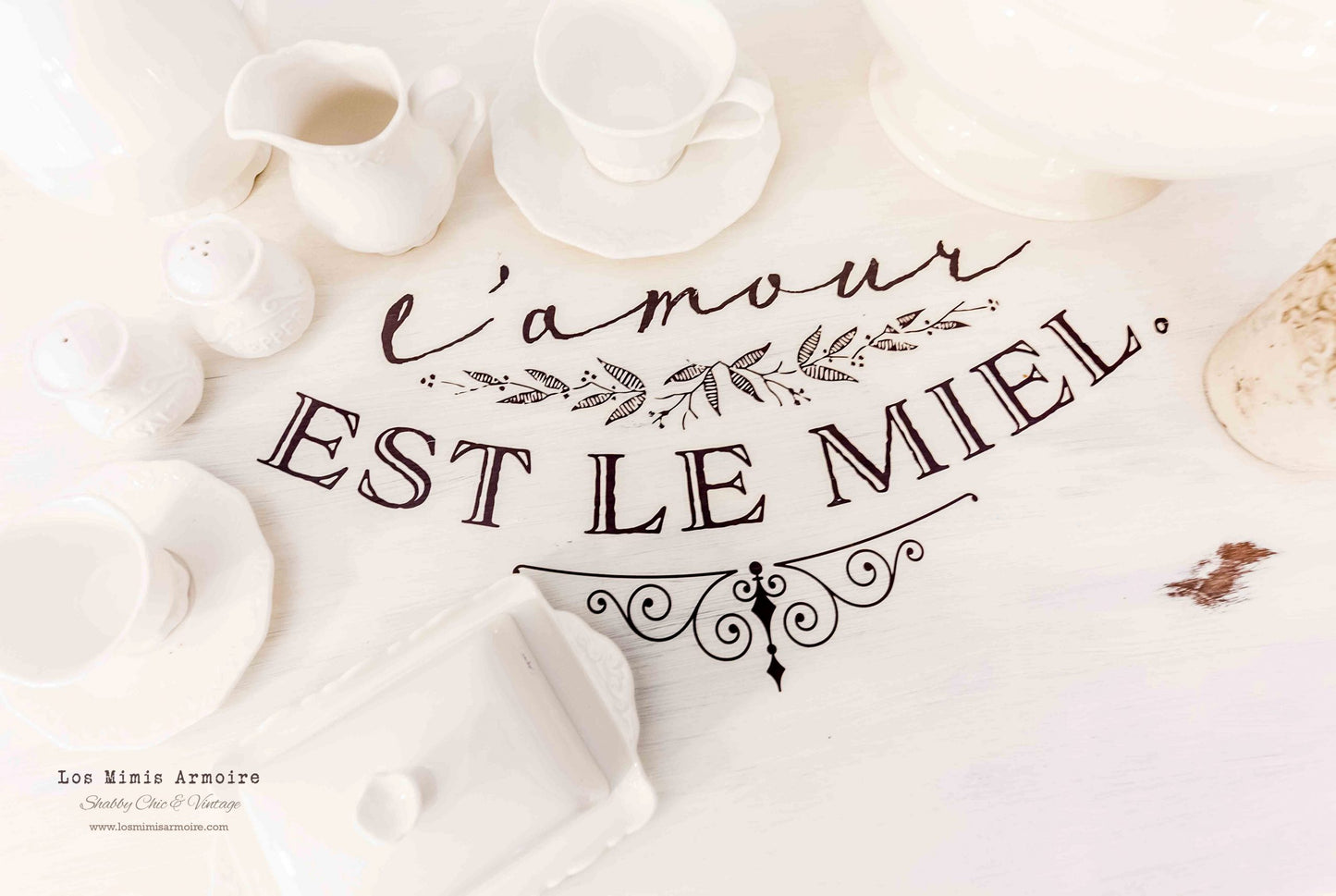 L'amour Est Le Miel transfer by Redesign Prima 26"x35" - Same Day Shipping - Rub on Transfer - Decor Transfer - Furniture Transfer - French