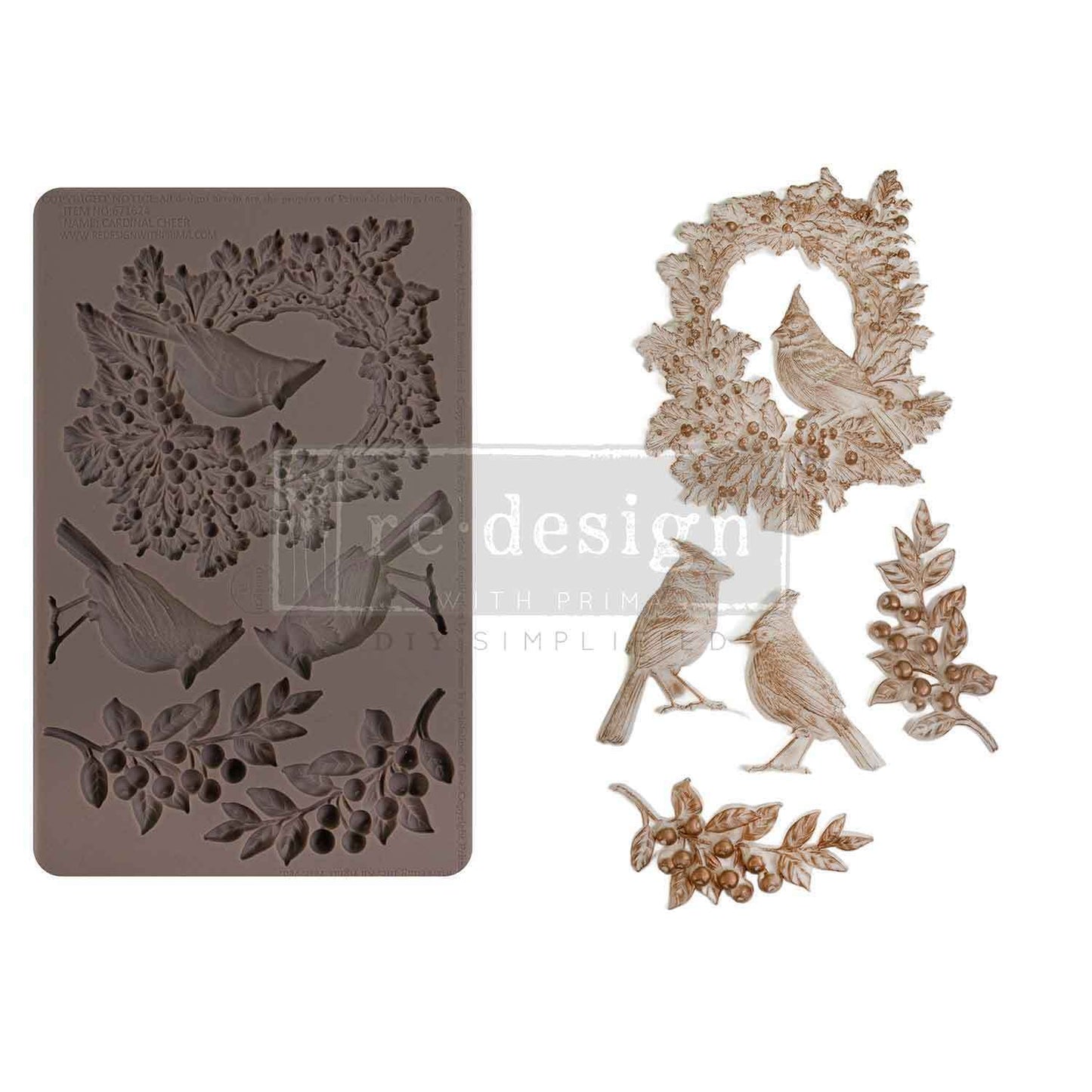 Cardinal Cheer Silicone Mould-  Same Day Shipping - Redesign with Prima - Decor - Candy Mould