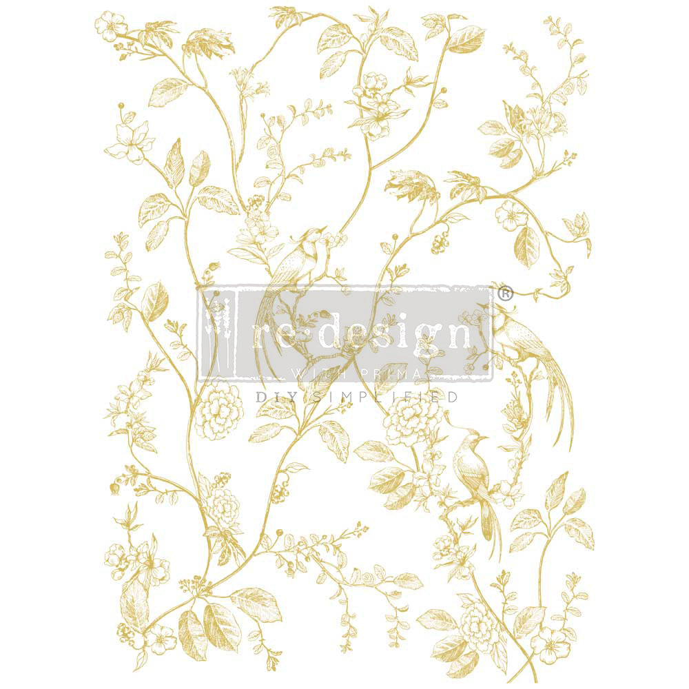 A Bird Song transfer by Redesign with Prima - Same Day Shipping - Furniture transfers - rub on transfers -Gold Foil Kacha