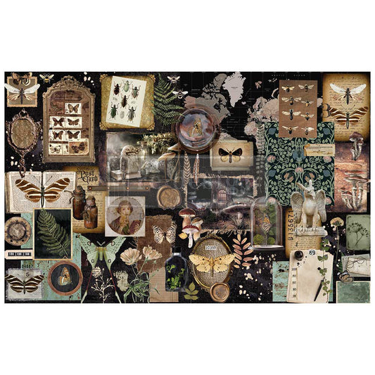 Herbarium Notes Fiber Decoupage Paper - Same Day Shipping -  Redesign with Prima - Collage Chronicles Collection