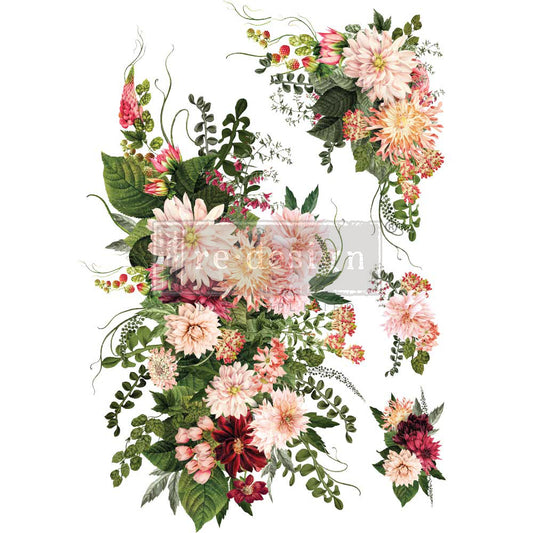 Dahlia Forever transfer by Redesign with Prima 22"x30" - Same Day Shipping - Furniture transfers - rub on transfers - Decor transfer