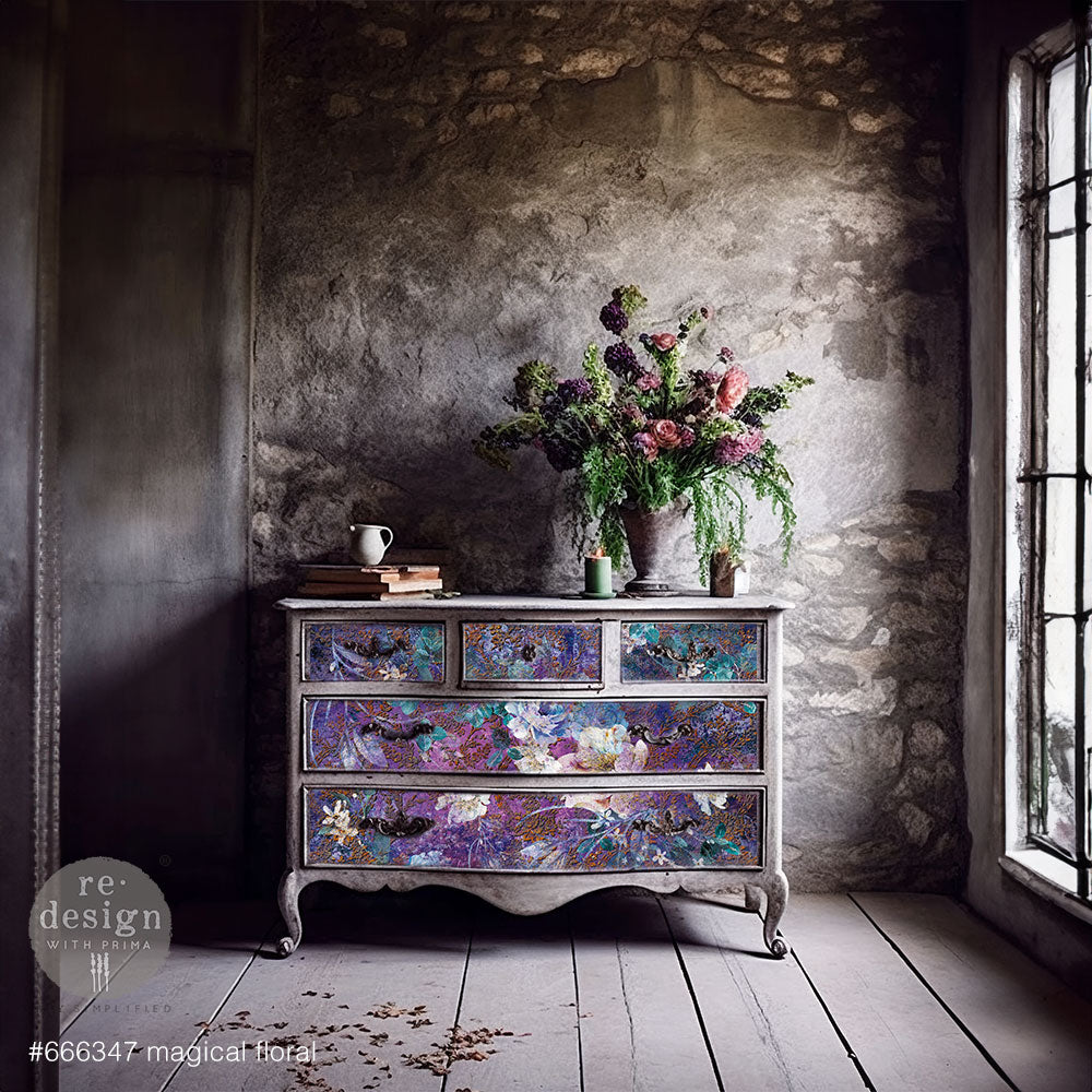 Magical Floral A-1 Fiber Decoupage Paper Redesign with Prima - Same Day Shipping - Furniture Decoupage