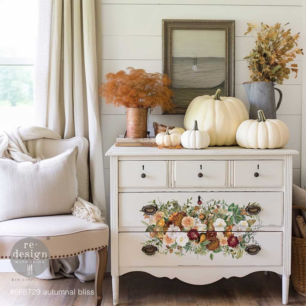 LIMITED EDITION! Autumnal Bliss transfer - Same Day Shipping- Redesign with Prima - Rub on Transfer - Furniture Transfer