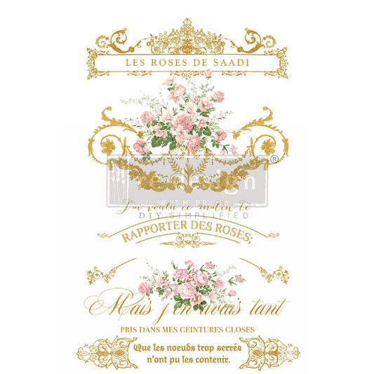 IN STOCK! Les Roses transfer - Same Day Shipping- Redesign with Prima - Rub on Transfer - Furniture Transfer - Kacha