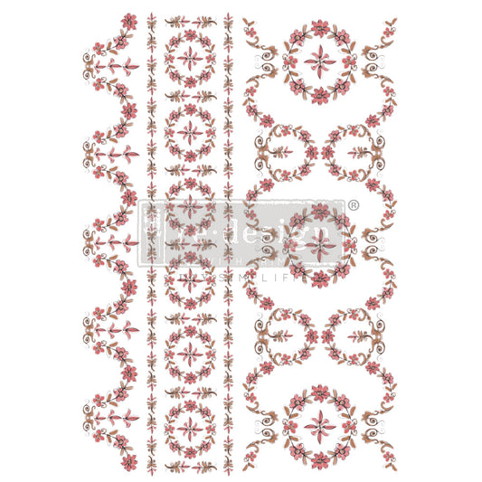 IN STOCK! Flower Garland transfer - Same Day Shipping- Redesign with Prima - Rub on Transfer - Furniture Transfer - Annie Sloan