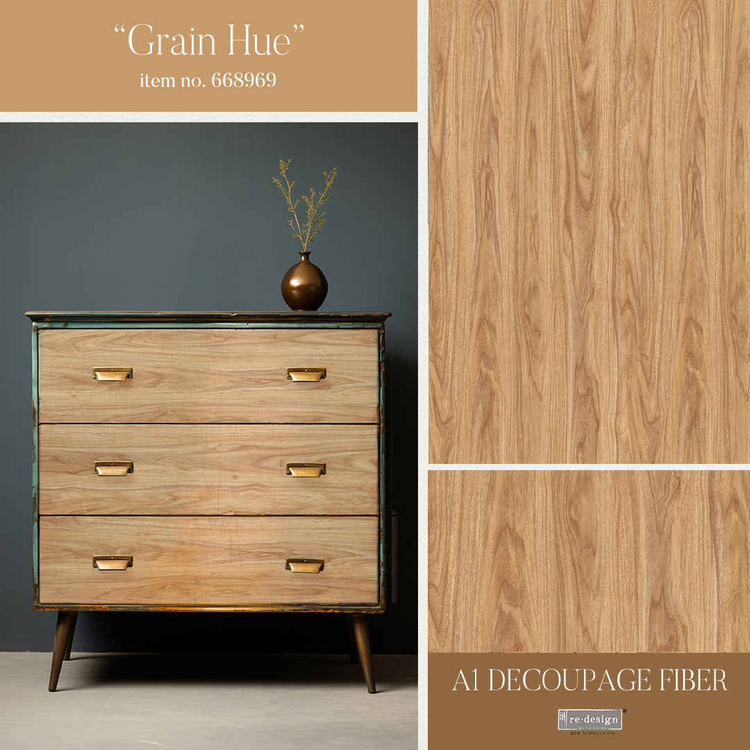 Grain Hue A1 Fiber Decoupage Paper Redesign with Prima 23.4"x33.1" - Same Day Shipping - Furniture Decoupage