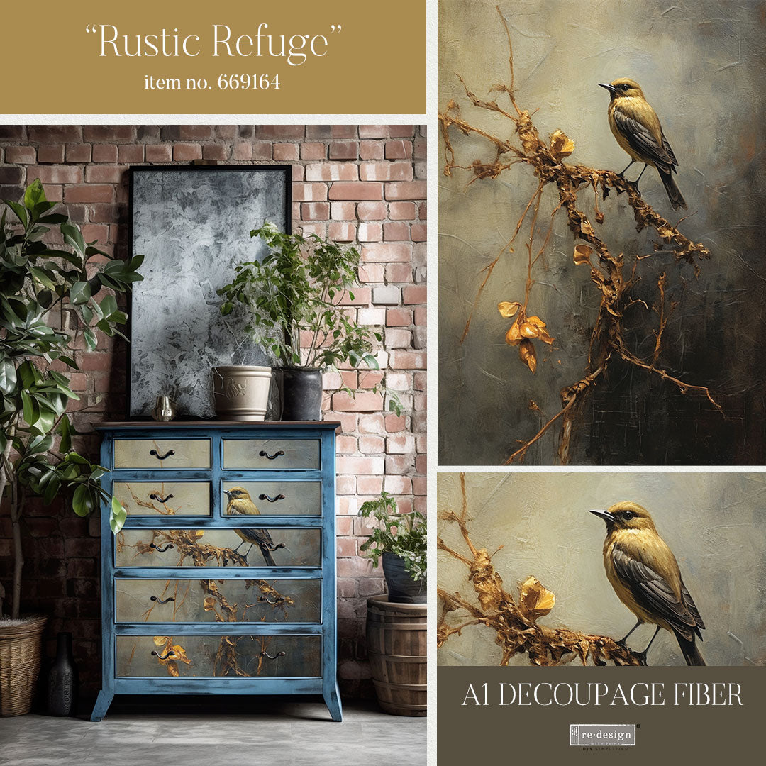 Rustic Refuge A1 Fiber Decoupage Paper Redesign with Prima 23.4"x33.1" - Same Day Shipping - Furniture Decoupage