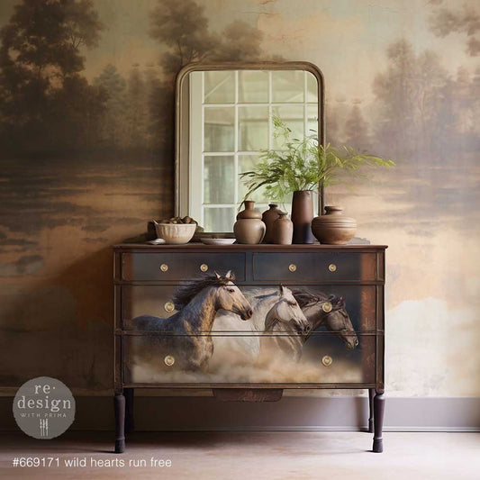 Wild Hearts Run Free A-1 Fiber Decoupage Paper Redesign with Prima 23.4"x33.1" - Same Day Shipping - Furniture Decoupage