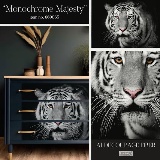 Monochrome Majesty A1 Fiber Decoupage Paper Redesign with Prima 23.4"x33.1" - Same Day Shipping - Furniture Decoupage