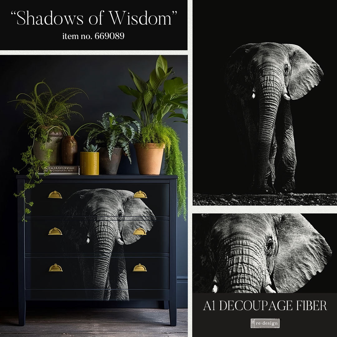 Shadows of Wisdom A1 Fiber Decoupage Paper Redesign with Prima 23.4"x33.1" - Same Day Shipping - Furniture Decoupage
