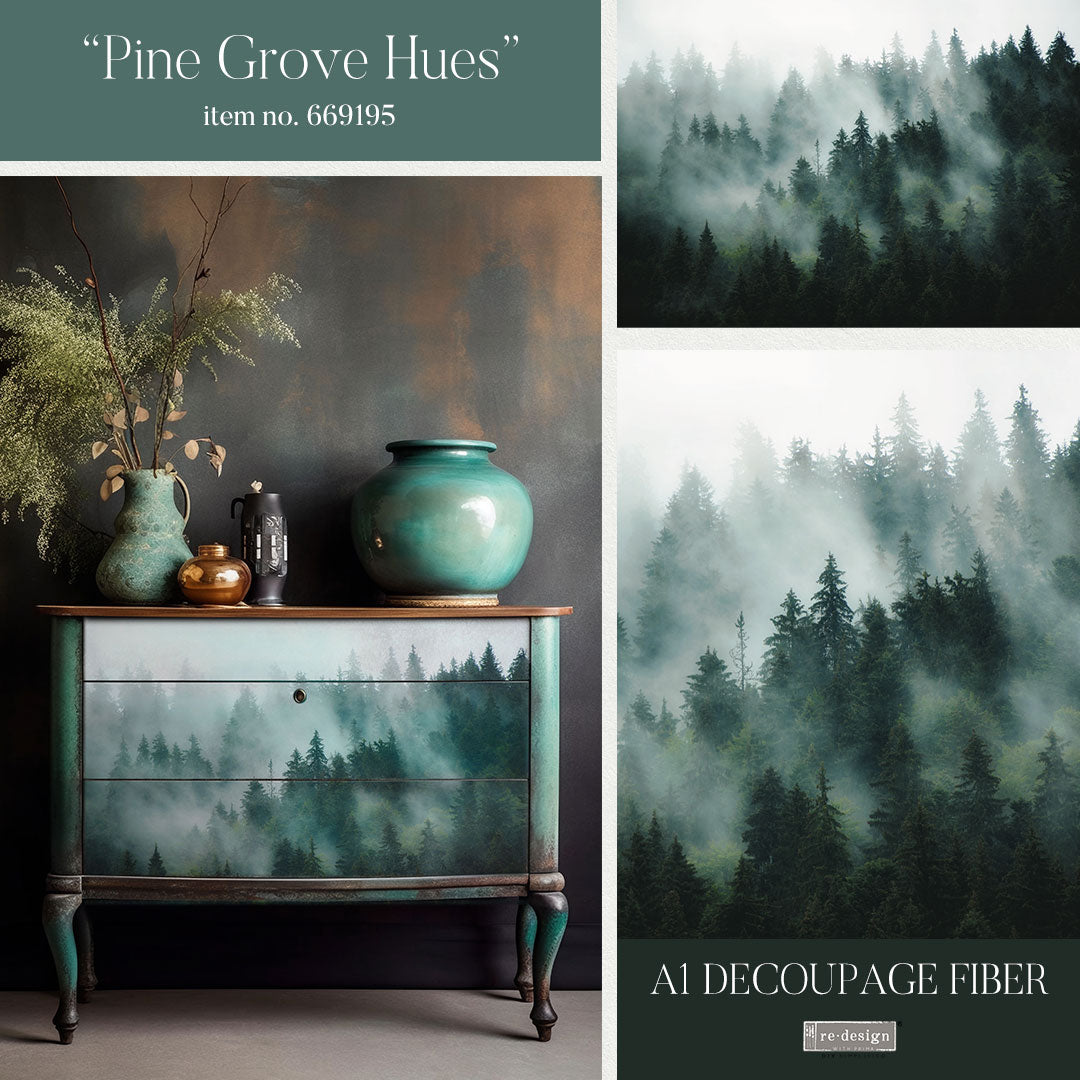 Pine Grove Hues A1 Fiber Decoupage Paper Redesign with Prima 23.4"x33.1" - Same Day Shipping - Furniture Decoupage