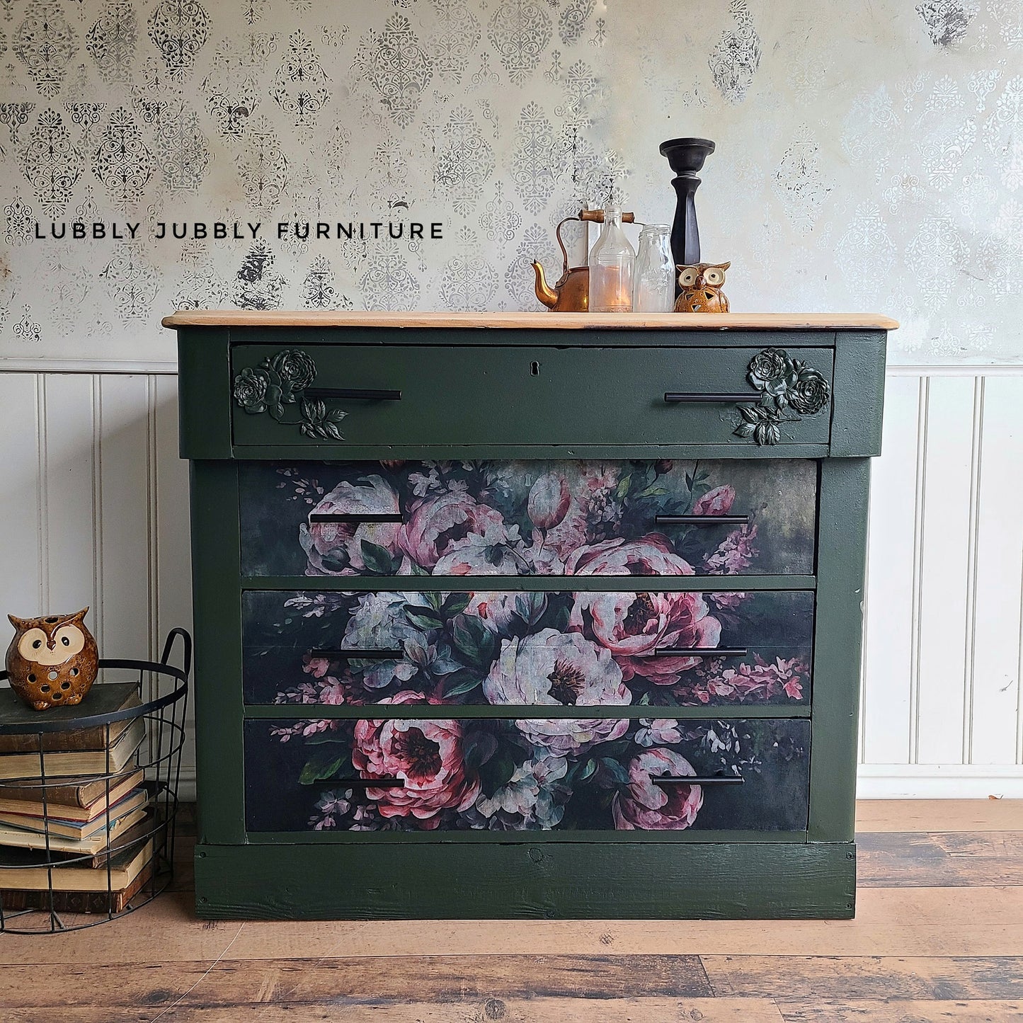 Mossy Rose Delight A1 Fiber Decoupage Paper Redesign with Prima 23.4"x33.1" - Same Day Shipping - Furniture Decoupage