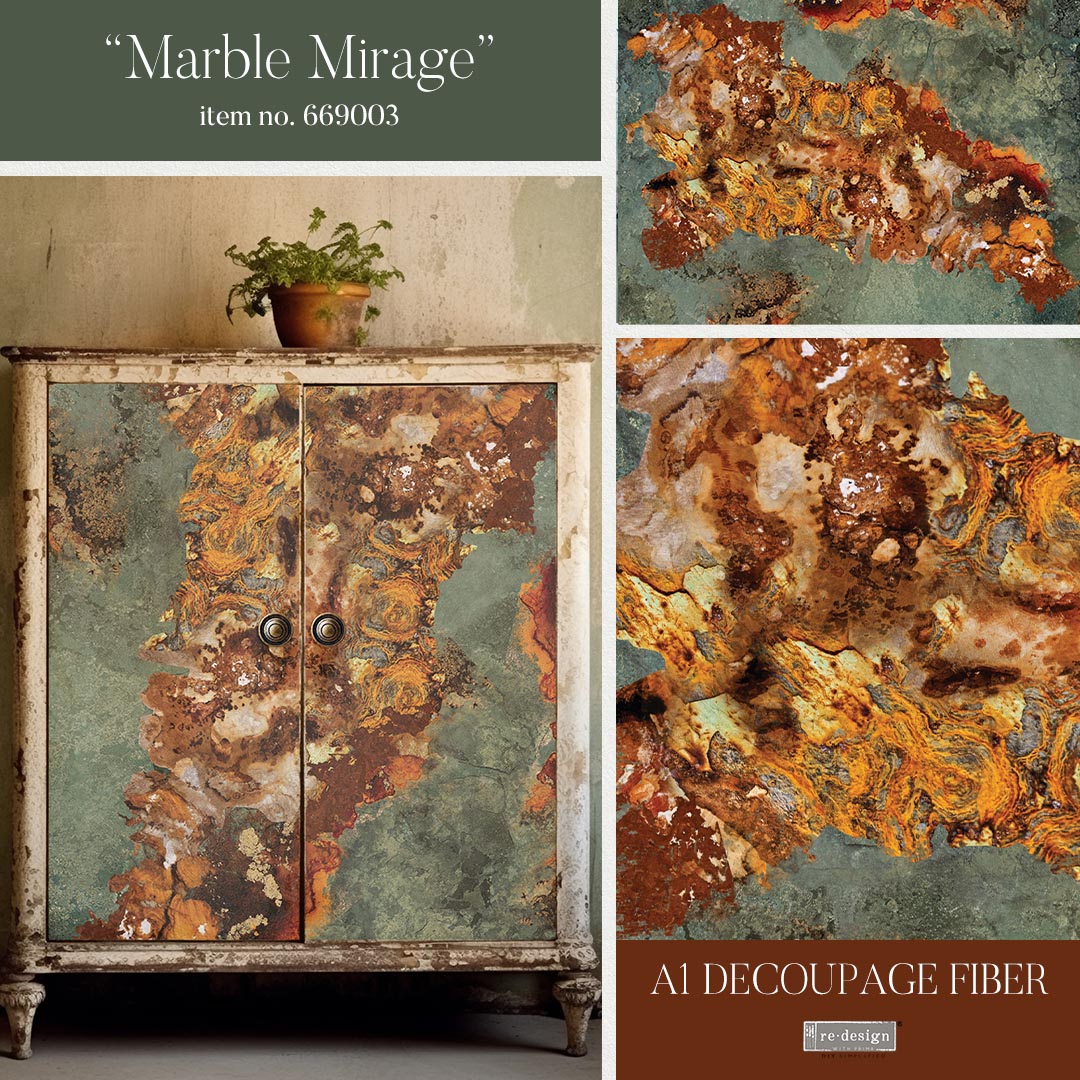 Marble Mirage A1 Fiber Decoupage Paper Redesign with Prima 23.4"x33.1" - Same Day Shipping - Furniture Decoupage