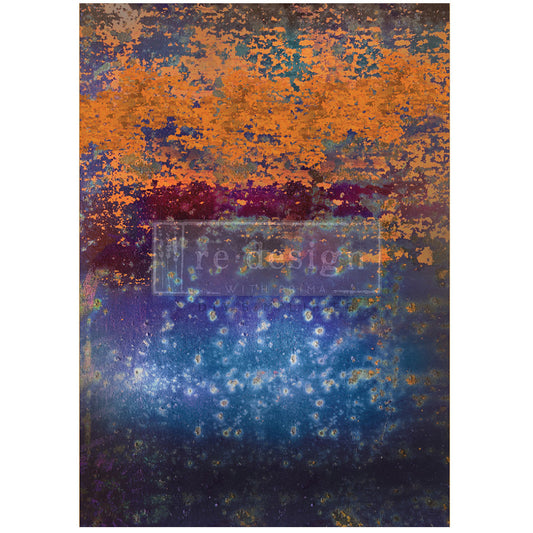 Rustic Blue Rust A1 Fiber Decoupage Paper Redesign with Prima 23.4"x33.1" - Same Day Shipping - Furniture Decoupage