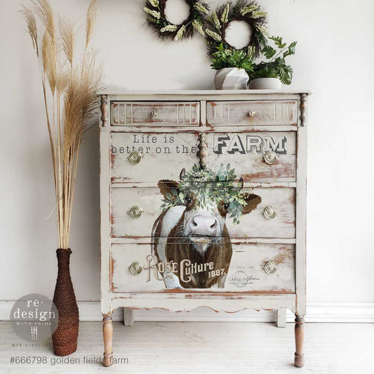 Golden Fields Farm transfer by Redesign with Prima 24"x35" - Same Day Shipping - Rub on Transfers - Decor Transfer - Furniture Transfer