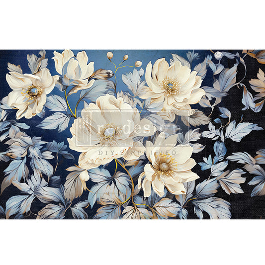 Cerulean Blooms I Decoupage Paper - Same Day Shipping - Redesign with Prima - Furniture Decoupage - Fiber Decoupage Paper