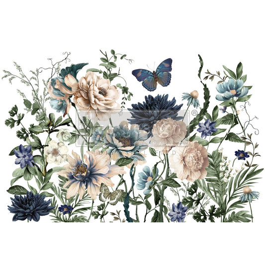 Cerulean Blooms transfer by Redesign with Prima 24"x35" - Same Day Shipping - Rub on Transfers - Decor Transfer - Furniture Transfer