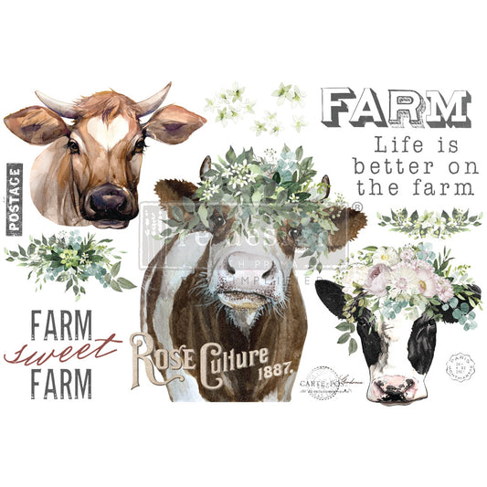 Golden Fields Farm transfer by Redesign with Prima 24"x35" - Same Day Shipping - Rub on Transfers - Decor Transfer - Furniture Transfer