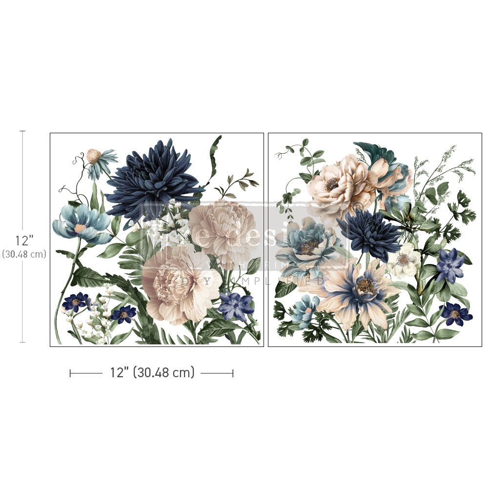Cerulean Blooms Maxi transfers - Redesign with Prima - Same Day Shipping - Rub On Decals- Decor transfers - Furniture Transfer