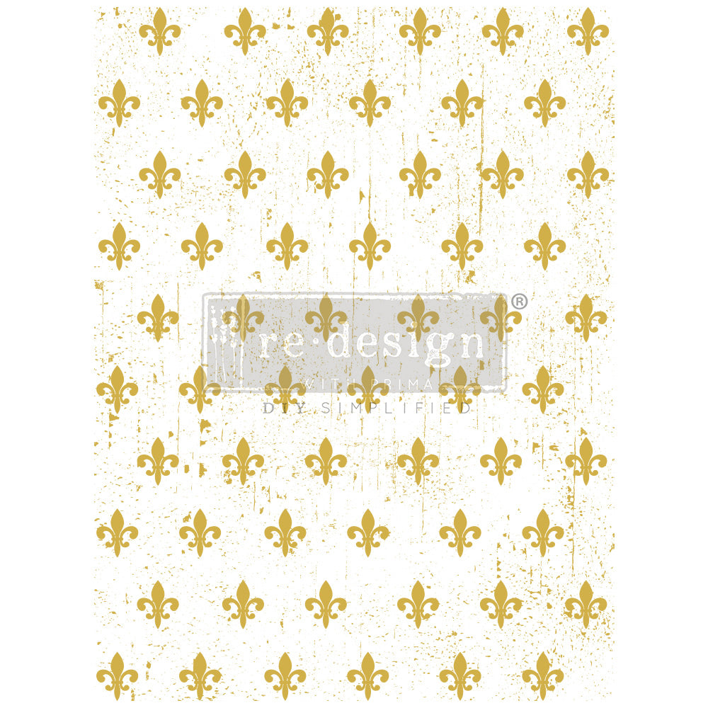 Fleur De Lis transfer by Redesign with Prima - Same Day Shipping - Furniture transfers - rub on transfers -Gold Foil