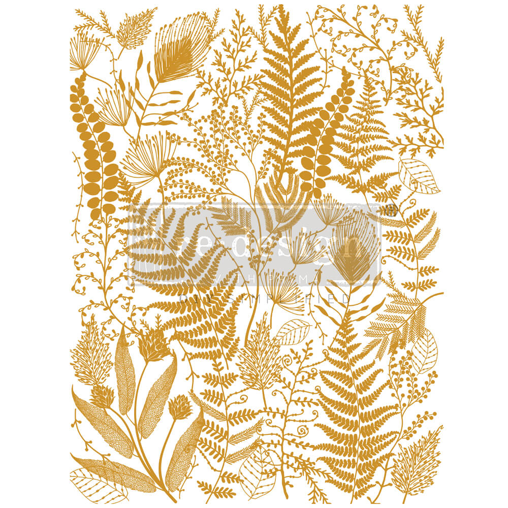 Foliage Finesse transfer by Redesign with Prima - Same Day Shipping - Furniture transfers - rub on transfers -Gold Foil Kacha