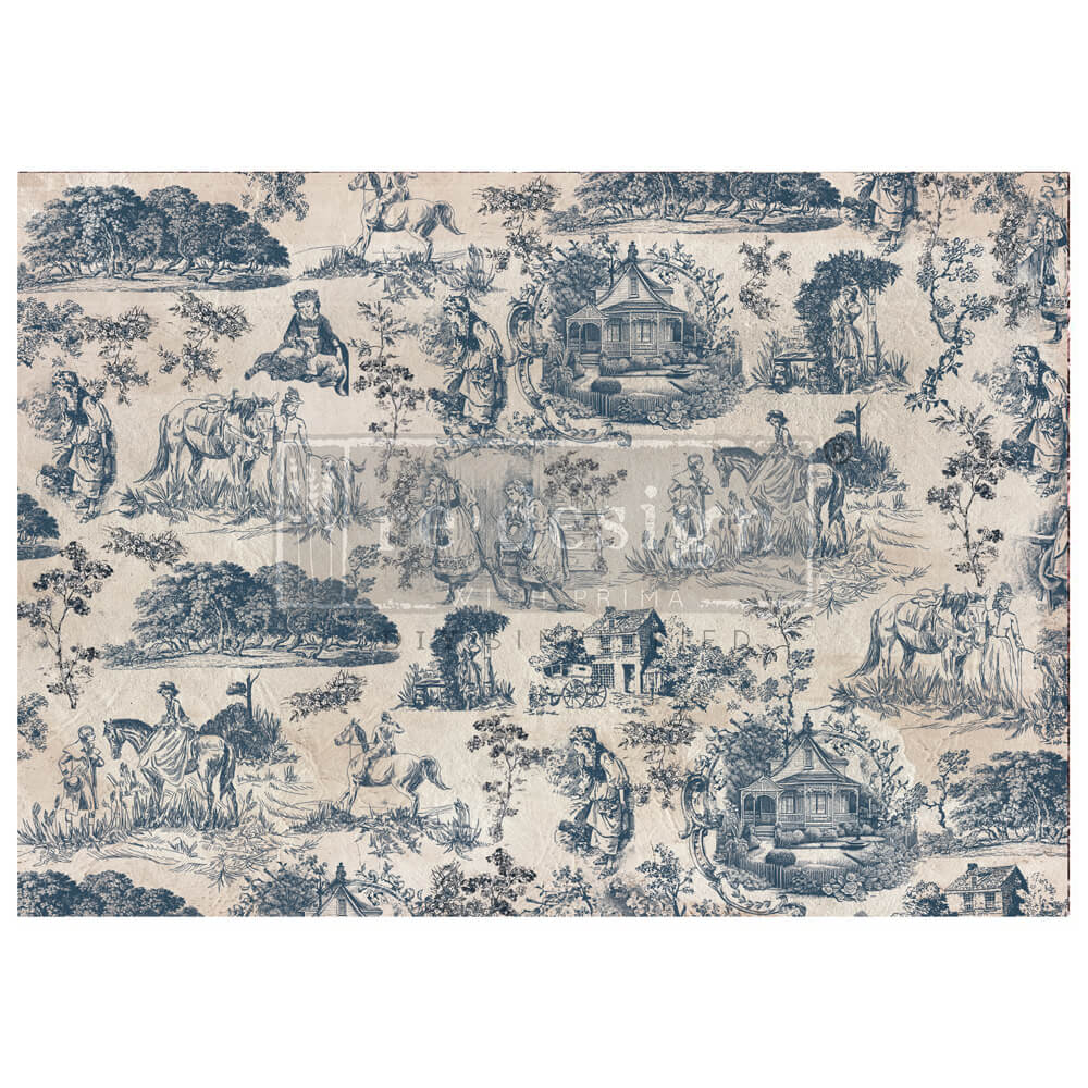 Toile De Jouy A1 Fiber Decoupage Paper Redesign with Prima 23.4"x33.1" - Same Day Shipping - Furniture Decoupage