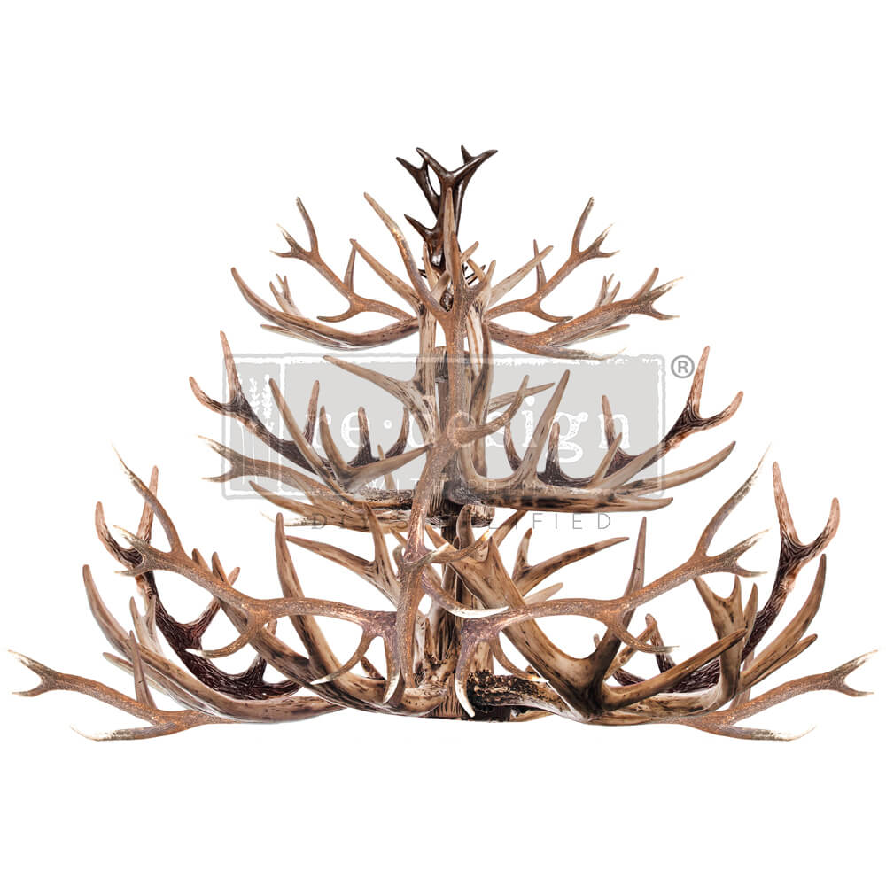 Antler Chandelier transfer by Redesign with Prima 24"x35" - Same Day Shipping - Rub on Transfers - Decor Transfer - Furniture Transfer
