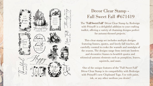 Fall Sweet Fall Stamps - Same Day Shipping - Redesign with Prima - Acrylic Stamp - Decor Stamp