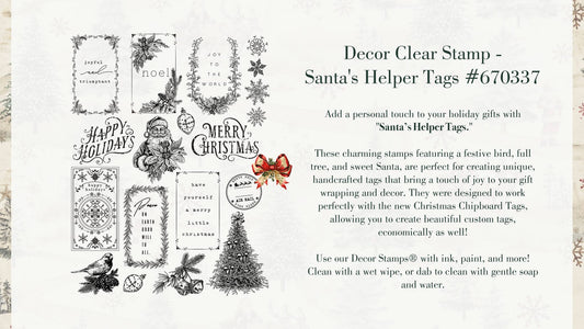 Santa's Helper Tags Stamps - Same Day Shipping - Redesign with Prima - Acrylic Stamp - Decor Stamp