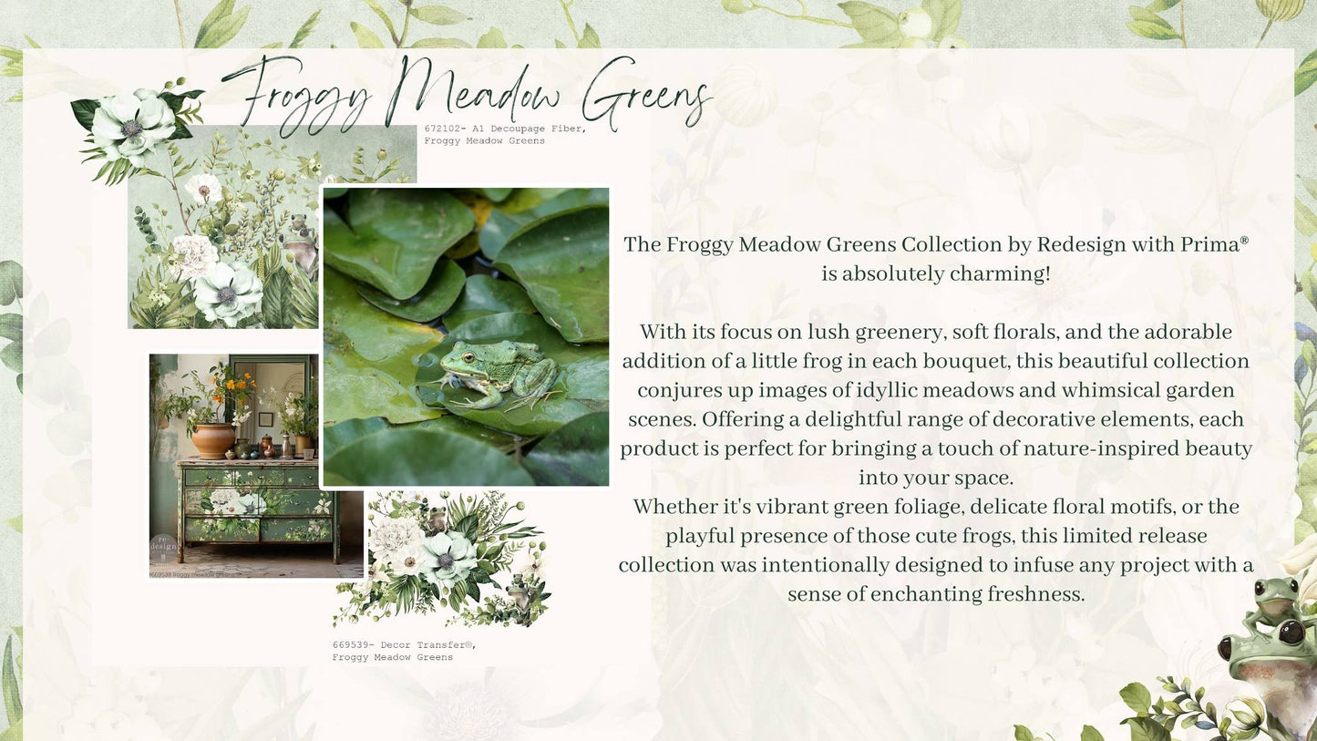 Froggy Meadow Greens transfer Redesign with Prima 24" x 35" - Same Day Shipping - Rub on Transfers- Furniture Transfers - Decor Transfers