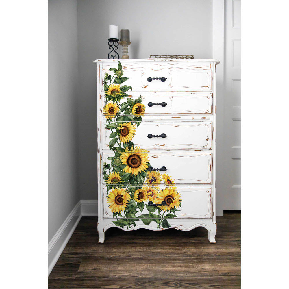 Sunflower transfer by Redesign with Prima 24"x35" - Same Day Shipping - Rub on Transfers - Decor Transfer - Furniture Transfer