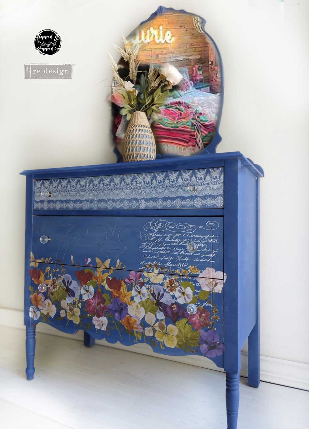 Rub on Transfers for Furniture, FLOWER COLLECTOR, Redesign With
