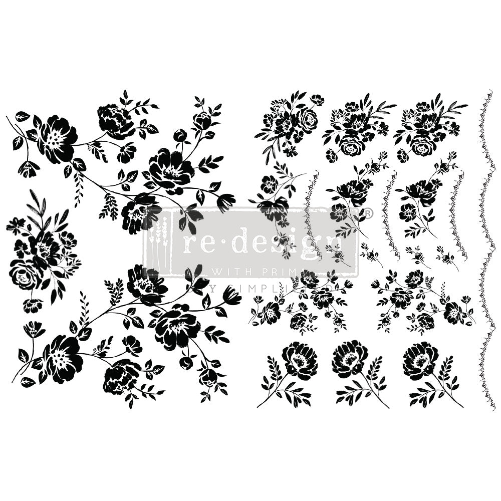 Blossomy H2O transfer - Redesign with Prima - Same Day Shipping - Rub On Decals- Decor transfers - Water Activated Decal