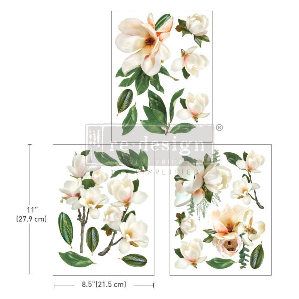 La Gran Magnolia middy transfers by Redesign with Prima 8.5" x 11" - Same Day Shipping - Rub On Decals- Decor transfers - Floral Decor