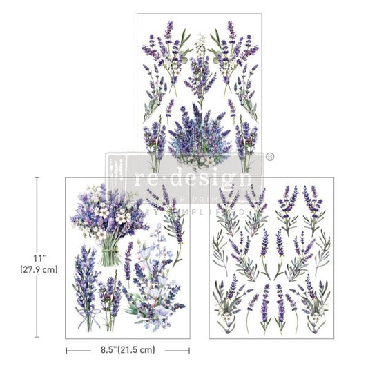 Lavender Bunch middy transfers by Redesign with Prima 8.5" x 11" - Same Day Shipping - Rub On Decals- Decor transfers - Floral Decor