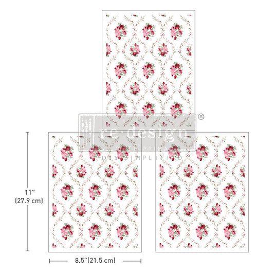 Blush Bouquet middy transfers by Redesign with Prima 8.5" x 11" - Same Day Shipping - Rub On Decals- Decor transfers - Floral Decor