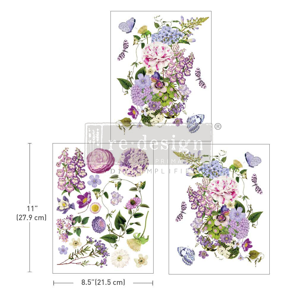 Wild Amorous middy transfers by Redesign with Prima 8.5" x 11" - Same Day Shipping - Rub On Decals- Decor transfers - Floral Decor