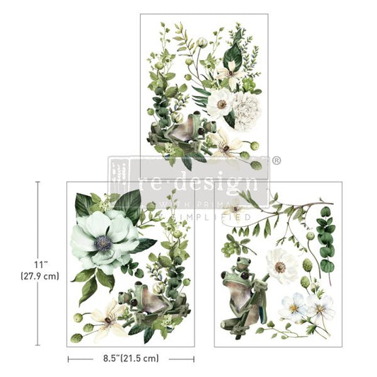 Froggy Meadow Greens middy transfers by Redesign with Prima 8.5" x 11" - Same Day Shipping - Rub On Decals- Decor transfers