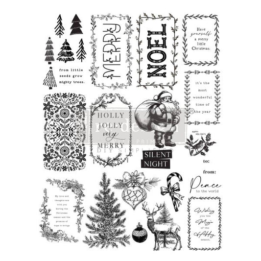 Merry and Bright Tags Stamps - Same Day Shipping - Redesign with Prima - Acrylic Stamp - Decor Stamp