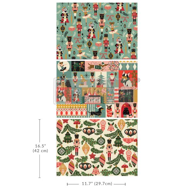 Nutcracker Happiness A3 Fiber Decoupage Paper Redesign with Prima 11.7"x16.5" - Same Day Shipping - Furniture Decoupage