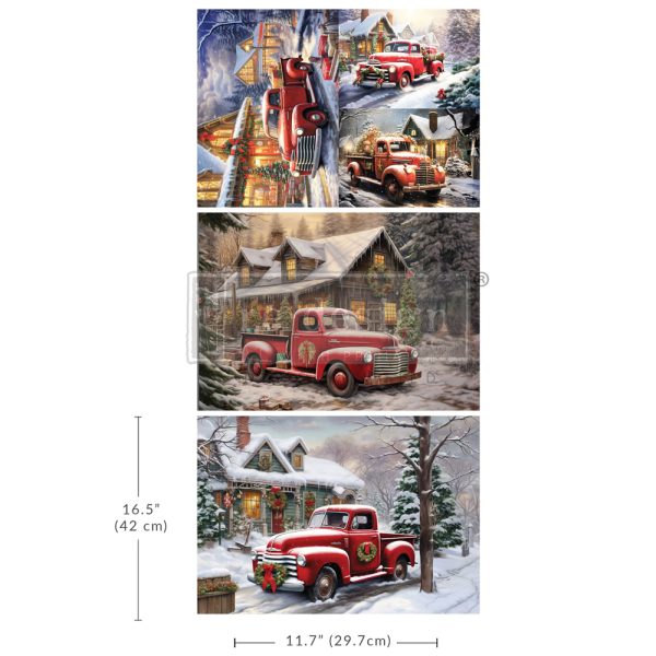 Christmas Cargo A3 Fiber Decoupage Paper Redesign with Prima 11.7"x16.5" - Same Day Shipping - Furniture Decoupage