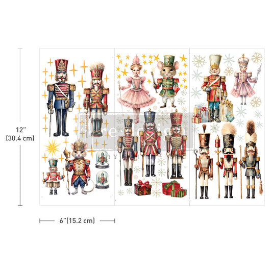 Nutcracker Christmas small transfer by Redesign with Prima 6"x12" - Same Day Shipping - Rub On transfers - Decor transfers