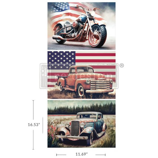 All American Decoupage Paper Pack Redesign with Prima - Same Day Shipping - Furniture Decoupage