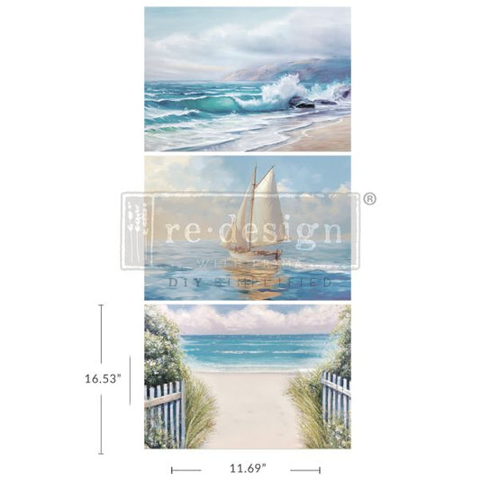 Seascape Melody Decoupage Paper Pack Redesign with Prima - Same Day Shipping - Furniture Decoupage