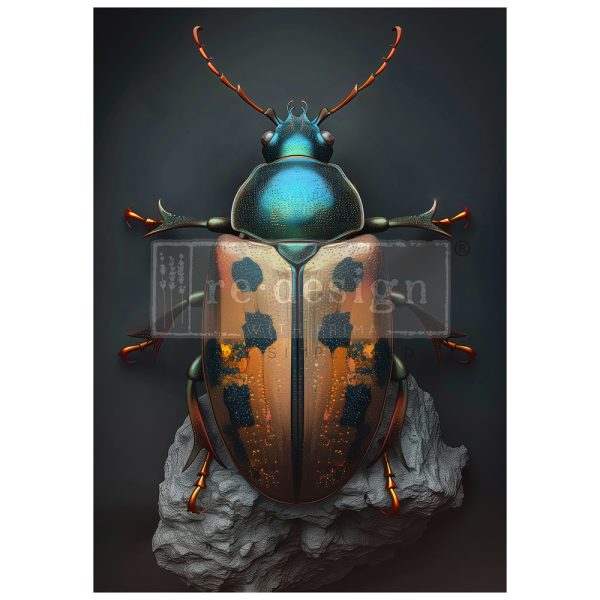 Brass Scarab A1 Fiber Decoupage Paper Redesign with Prima 23.4"x33.1" - Same Day Shipping - Furniture Decoupage