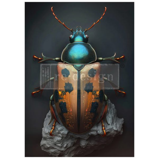 Brass Scarab A1 Fiber Decoupage Paper Redesign with Prima 23.4"x33.1" - Same Day Shipping - Furniture Decoupage