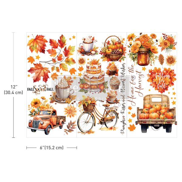 Autumn Splendor small transfer by Redesign with Prima 6"x12" - Same Day Shipping - Rub On transfers - Decor transfers